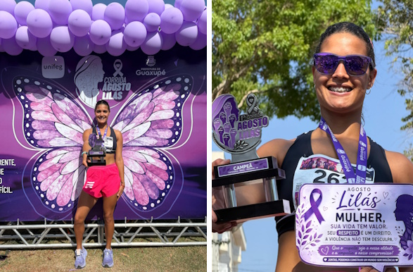 Guaxupeana Dara Oliveira faz 5 km em 18:43 e é campeã da Corrida Agosto Lilás em Guaxupé